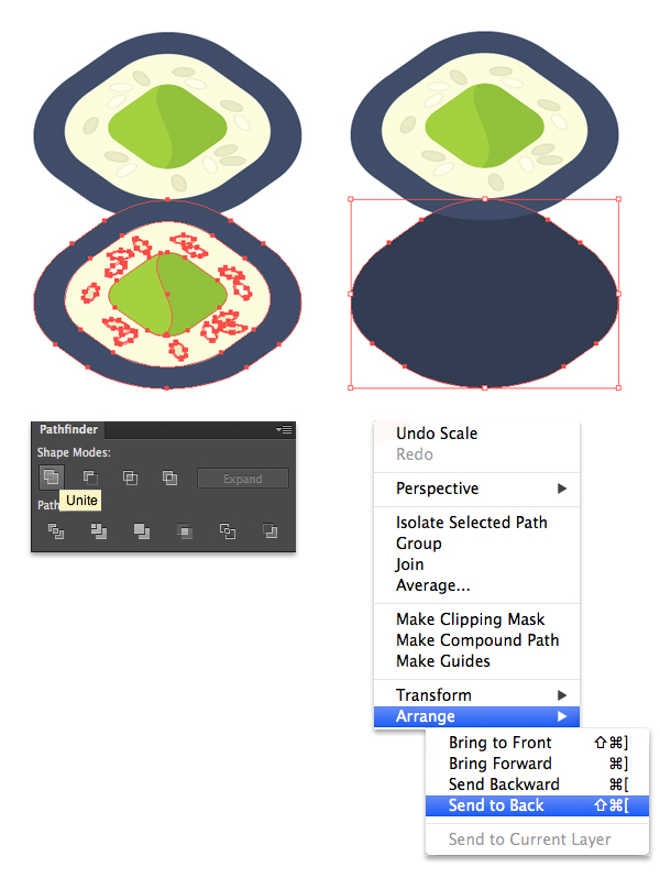 form the bottom with unite in pathfinder panel