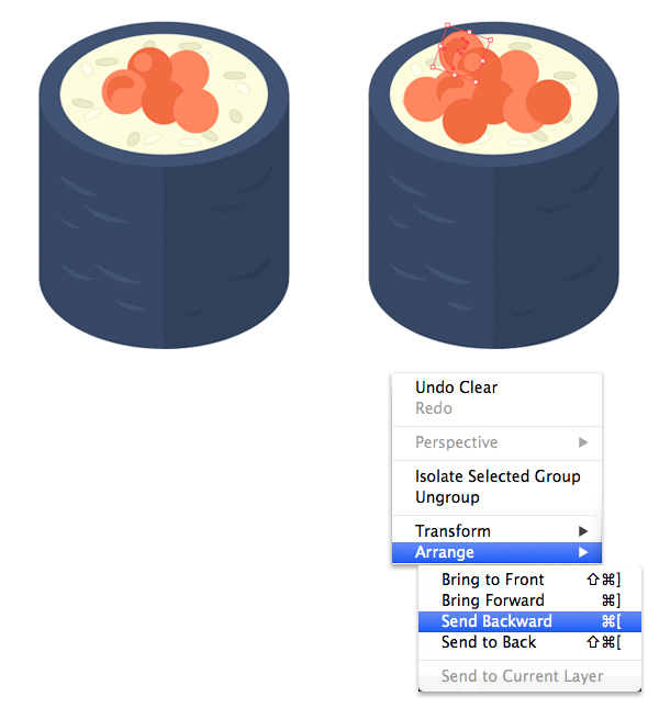 place cavial on the roll base