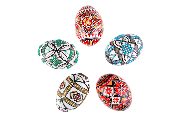 Romanian traditional pattern painted eggs