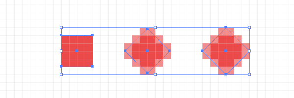 adjusting the diamond shaped objects