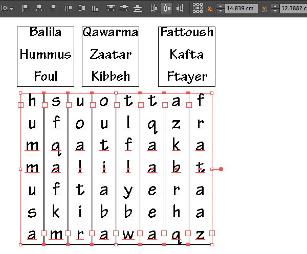 adobe illustrator preview command y alighn horizontal center center aligned font size leading word search game