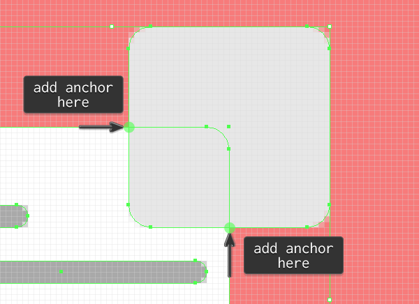 adding the anchor points for the folded corner