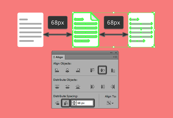 positioning the third document icon