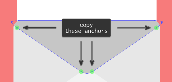 anchor points duplication process for the second email icon