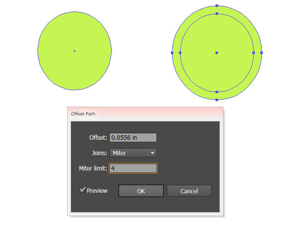 Offset a circle to form a cute pickle