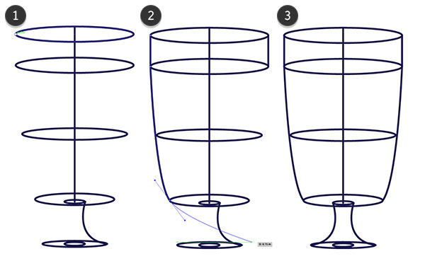 Draw the glass itself