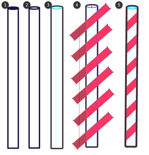 Draw a red striped straw