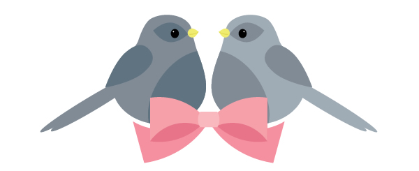 placing the birds and bow together