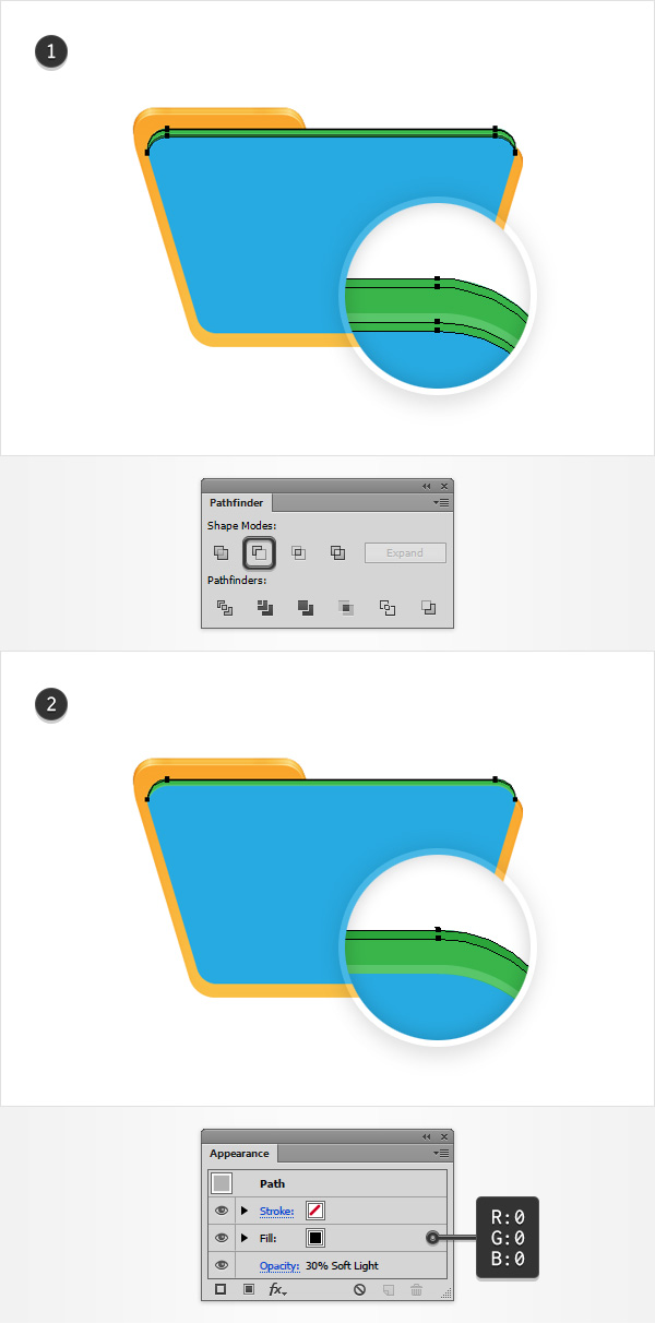 green shape shading