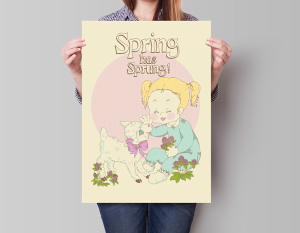 Finished design of vintage spring poster