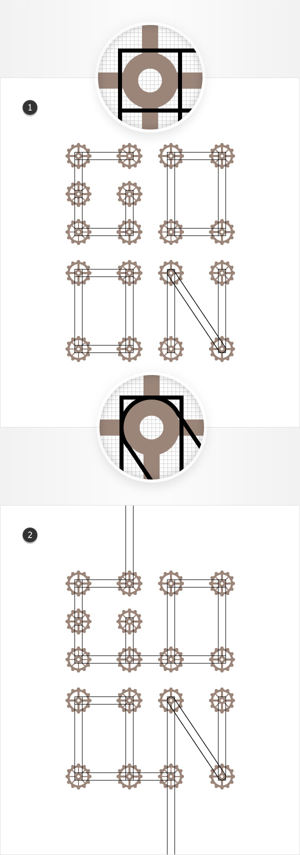 black stroke rectangles