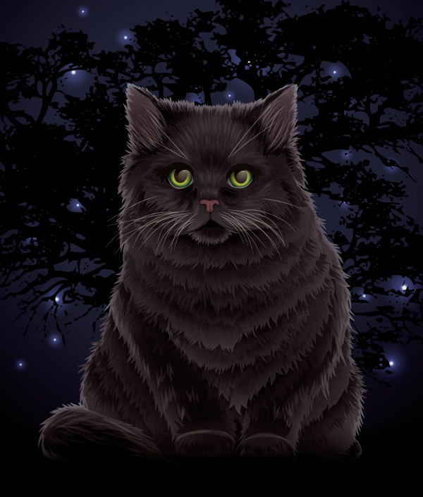 Create a Fluffy Halloween Cat using the Paintbrush Tool and Gradients