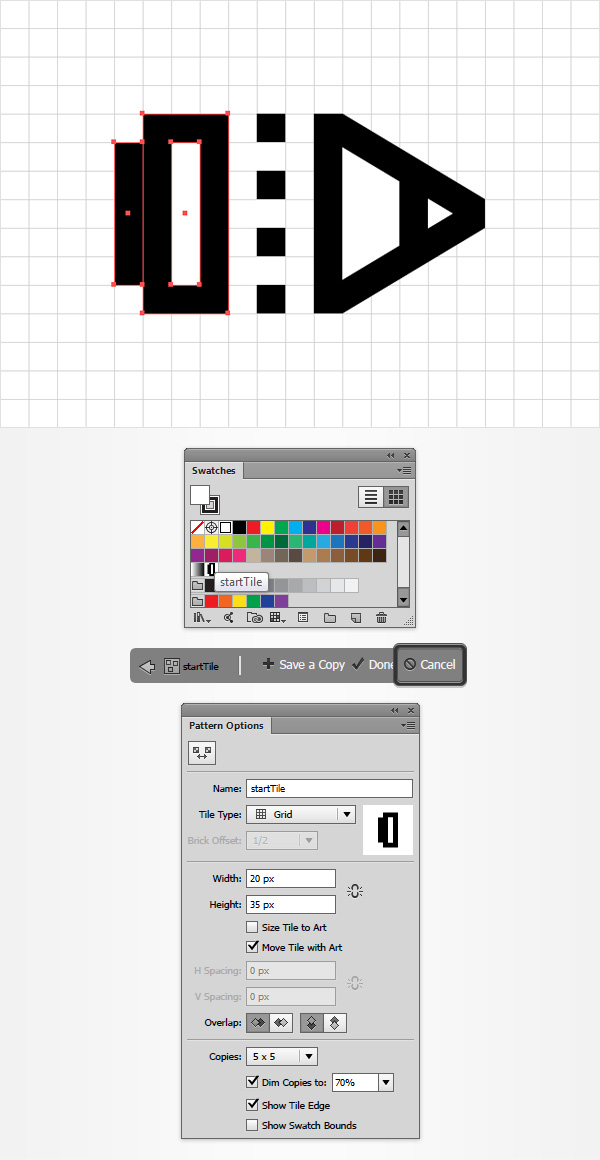 start tile pattern