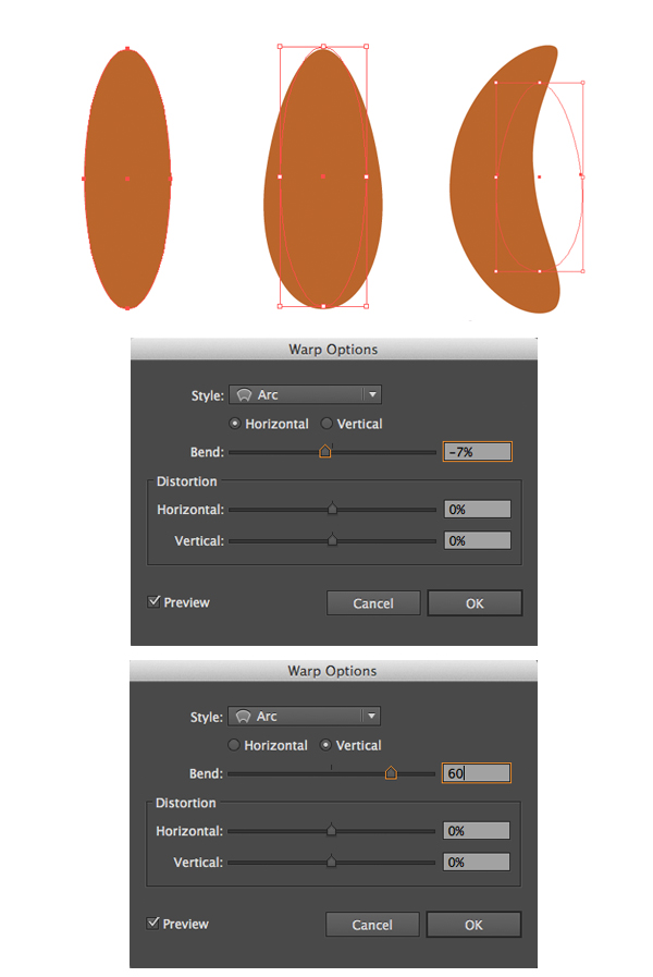 form the horn base with arc effect