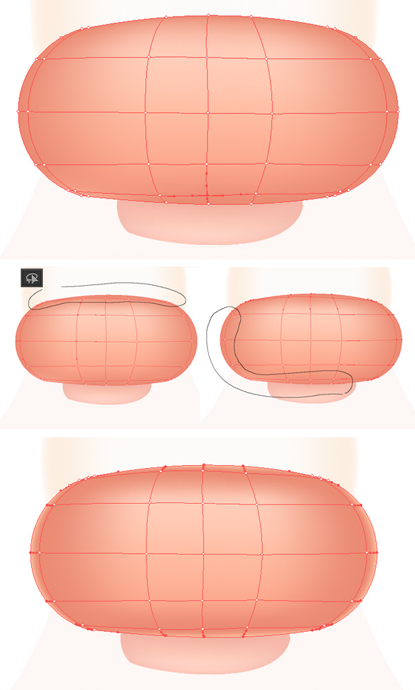 apply gradient mesh to the nose 2