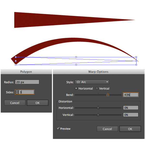 create horn notches with warp effects