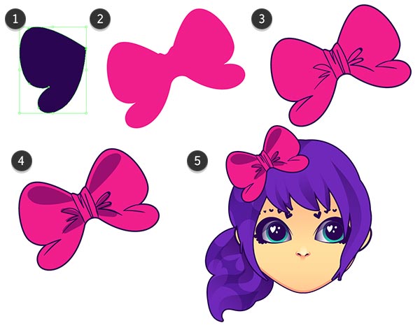 Draw a cute bow for your characters head