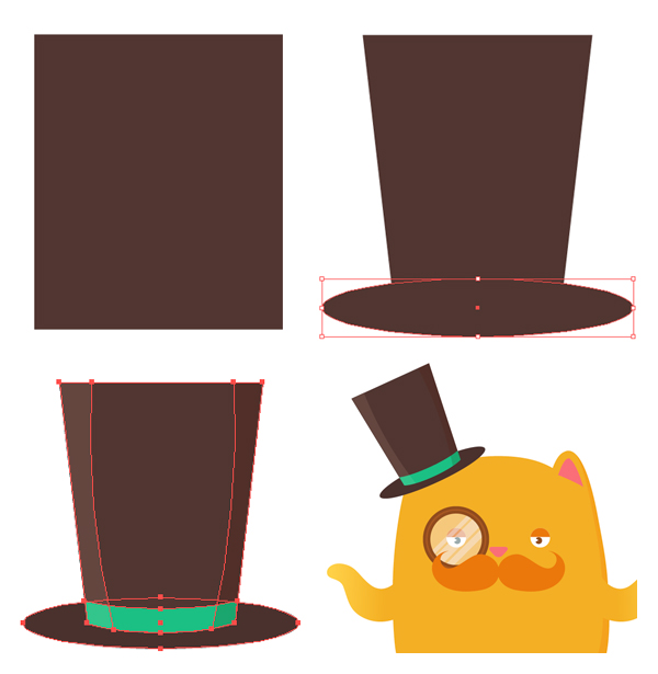 make a top hat from rectangle