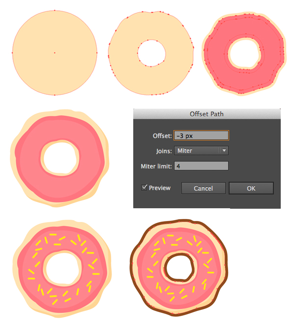 render a simple donut with ellipse tool and offset path