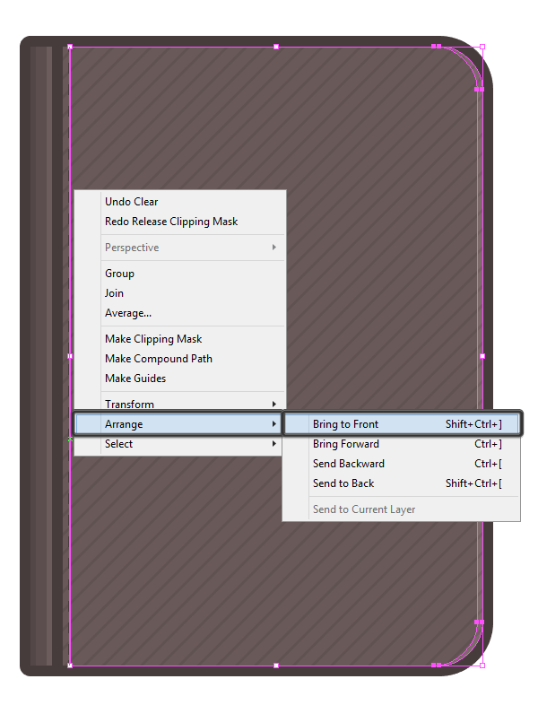 bringing the notebooks highlight and stitch in front of the diagonal blend