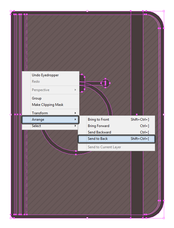 positioning the outline of the elastic band