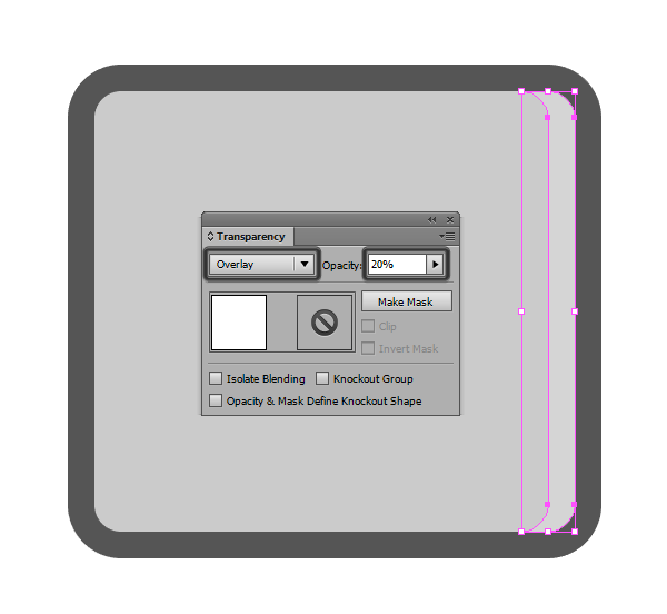 setting the blending mode and opacity level for the ipod highlight