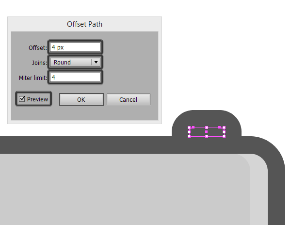 adding an outline to the top section button