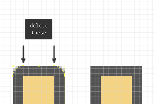 deleting the bottom anchor points of the pencils outline