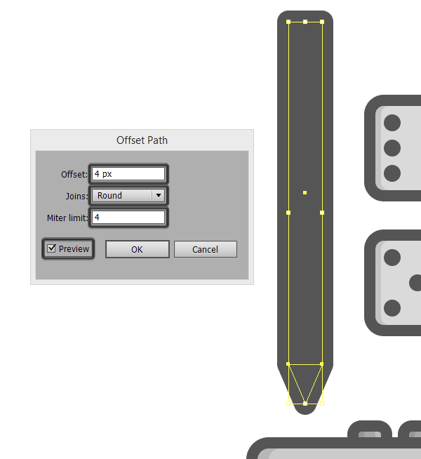 creating an outline for the pencil