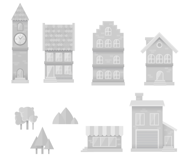 a set of cityscape elements