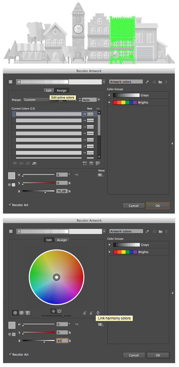 use recolor artwork tool 