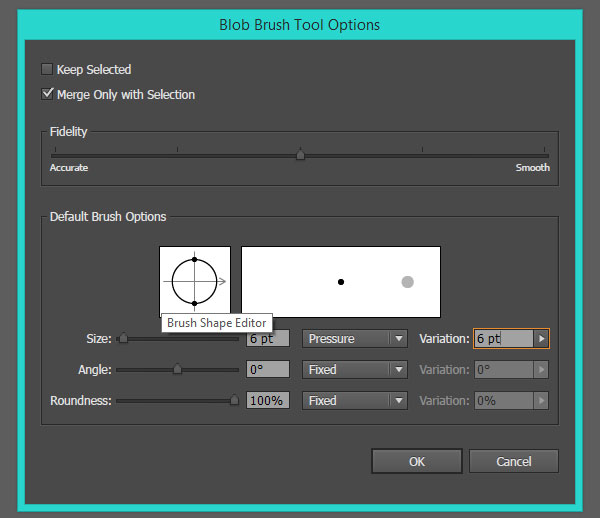 Blob Brush Tool Settings