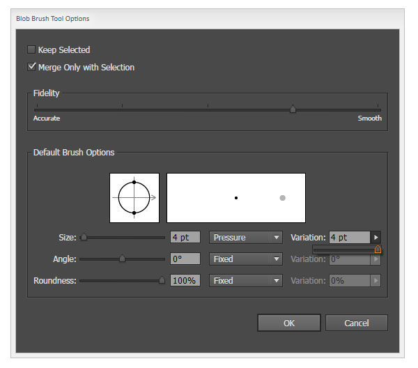 Adjust your blob brush tools options