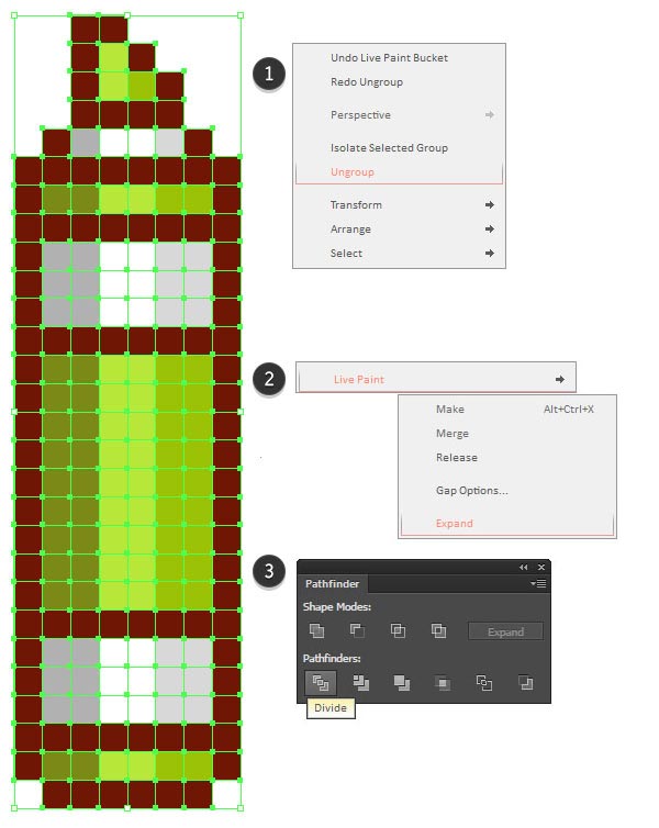 Extract the design from the rectangular grid