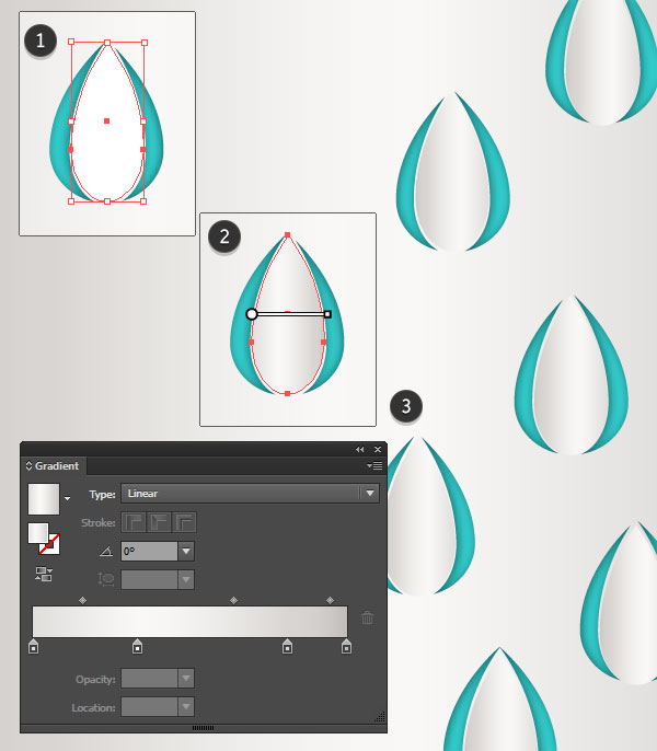 Add small gradient raindrops to the design