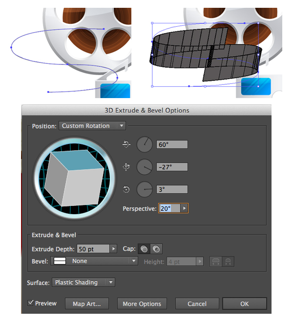 apply 3D effect to the film tape