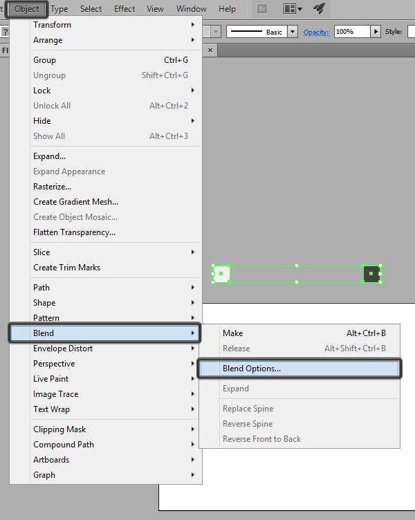 creating a color palette using the Blend tool