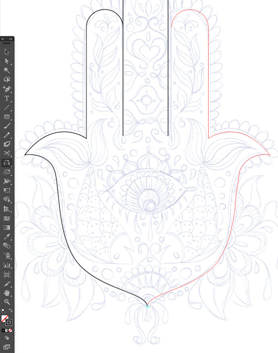 mirror hand path reflect path anchor point segment vector rounded rectangle illustrator Hand of Mariam Fatima  Hand Khamsa Hamesh sketch illustration miss chatz artwork pen blue fish hand palm eye flower pattern heart design tshirt scan copy background mirror horizontal 