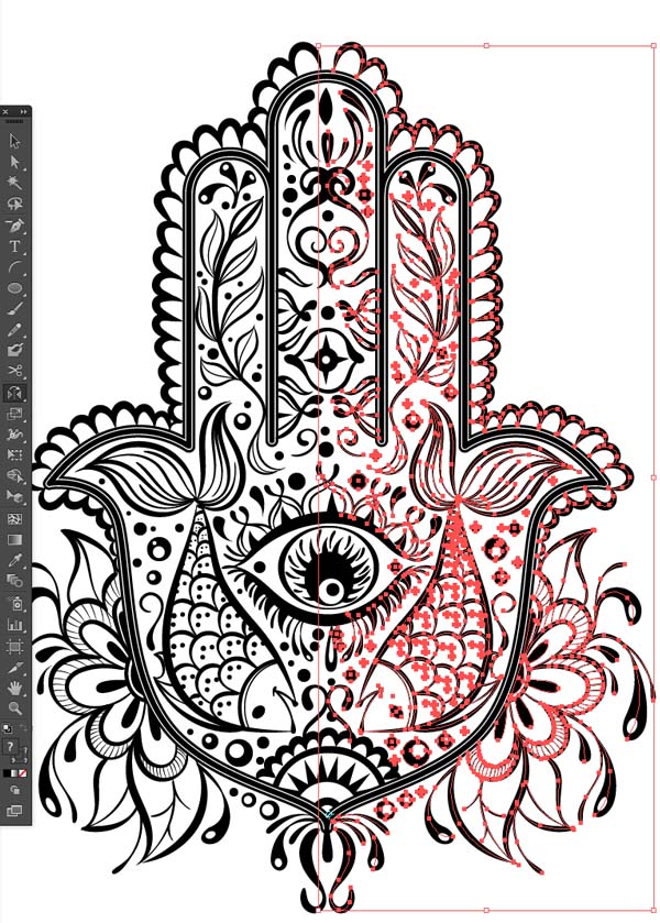 mirrror pattern design reflect tool select all Hand of Mariam Fatima  Hand Khamsa Hamesh sketch illustration miss chatz artwork pen blue fish hand palm eye flower pattern heart design tshirt photoshop sketch half pattern