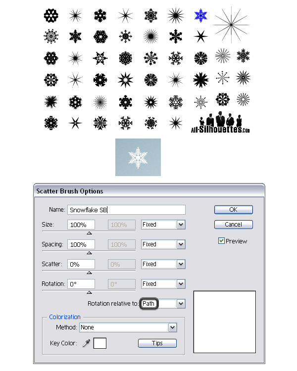 Create Snowflake Scatter Brush