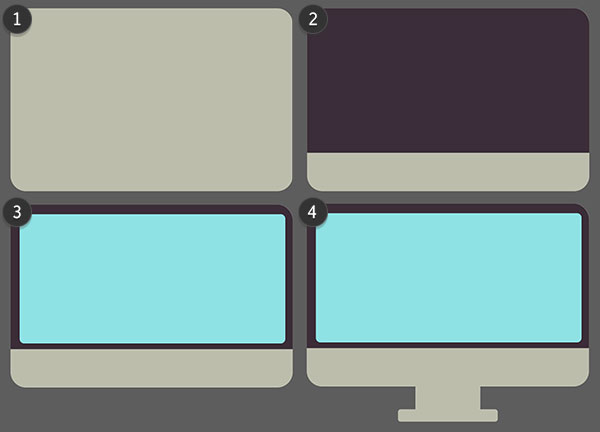 Overlap rectangles to create a computer monitor