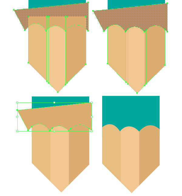 Delete a scalloped shape from the tip of your pencil