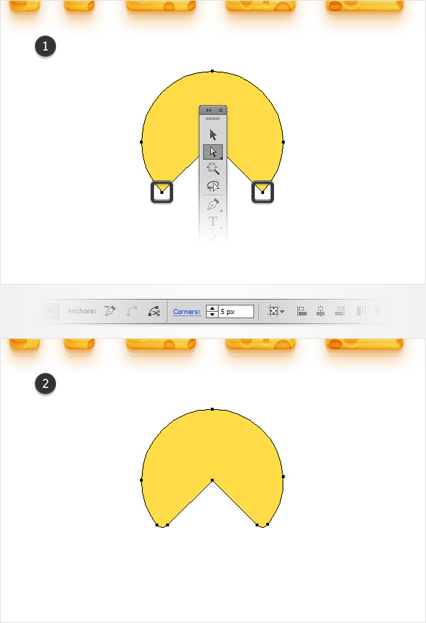 create cheese wedge