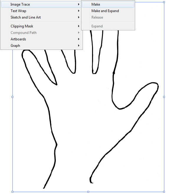 Prepare your traced hand image