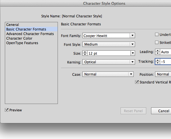 character formats