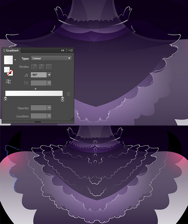 Draw ruffles with gradient shapes