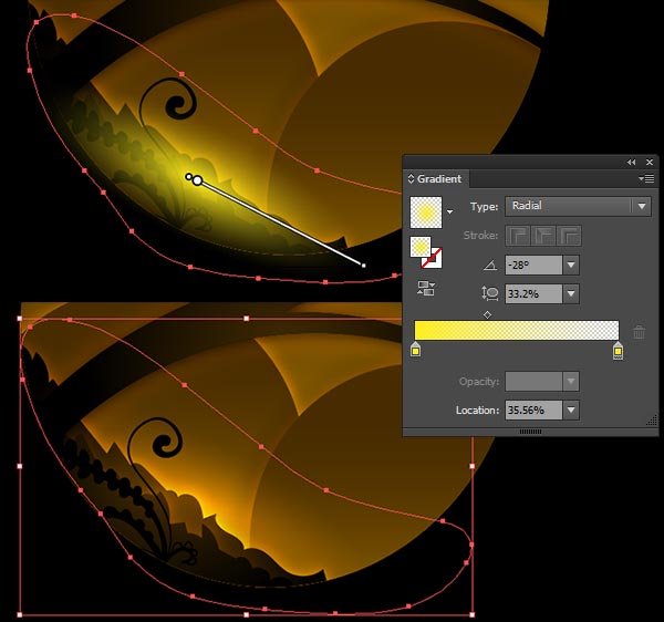 Adding radial gradients to create a quick glowing effect