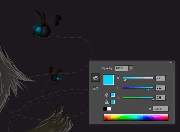 Adding Glowing Eyes to Flies