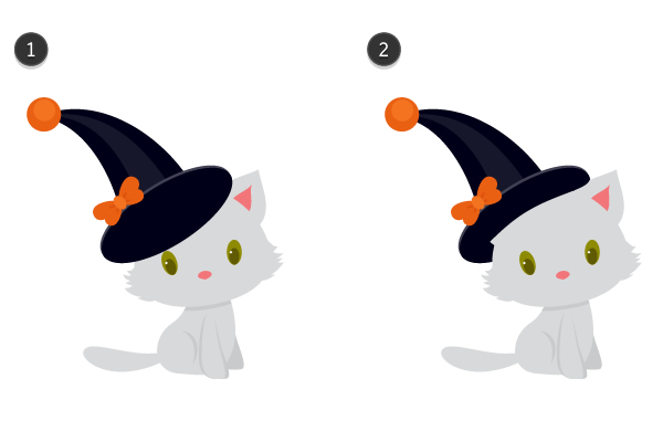 putting the witch hat on the kitten