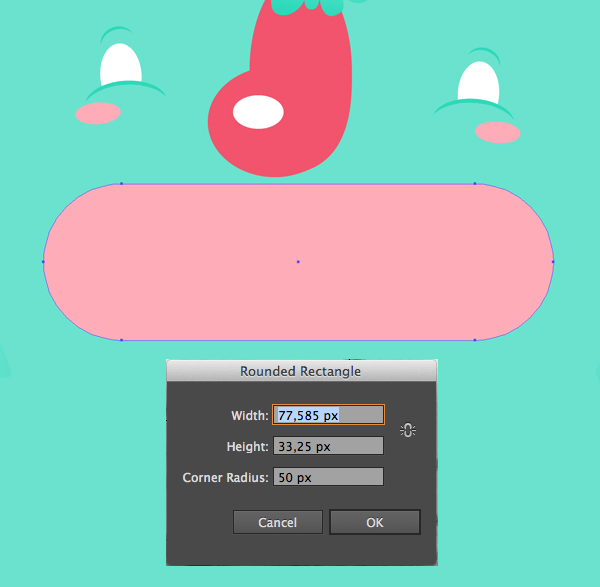 Use the Rounded Rectangle Tool to form a mouth